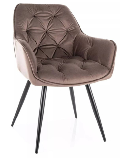 Jedálenská stolička, cappuccino látka, nohy kov čierny, CHERRY VELVET