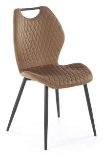 Jedálenská stolička, béžová látka, nohy kov čierny, K-569