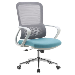 Kancelárske stolička, sivá sieťovina, modrá látka, FOSTER TYP 2