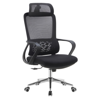 Kancelárske kreslo, čierna sieťovina a látka, FOSTER TYP 1