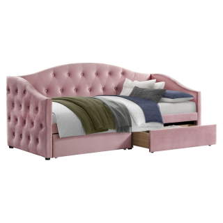 Posteľ, 90x200, s roštom, ružová látka, ZASKA