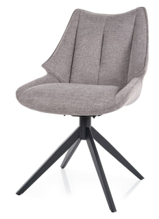Jedálenská stolička, sivá látka, nohy kov čierny, CODA BREGO