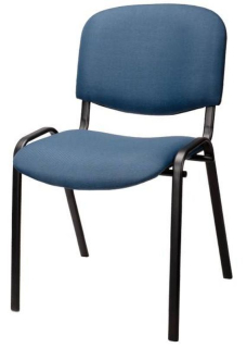 Kancelárska stolička, modrá látka, kov čierny, ISO STANDARD BL