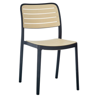 Stohovateľná stolička, čierny a béžový plast, KARDOS TYP 1