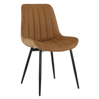 Stolička jedálenská, ekokoža hnedá camel, nohy kov čierny, HAZAL
