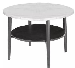 Konferenčný stolík, 60x60cm, čierny, biely efekt mramoru, ELLA B