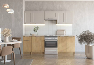 Kuchynská linka, 240cm, dub cremona, kašmír, WENDY