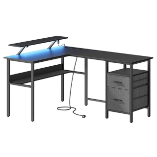 Pc stôl, 150x120cm, MDF čierna, APC-E1395 BK