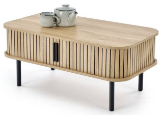 Konferenčný stolík, 90x50cm, čierny, dub natural, ANGELINA