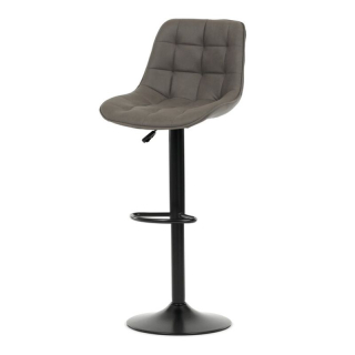 Barová stolička, sivá látka, noha čierna, AUB-V3066 GREY3