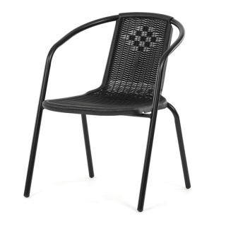 Záhradná stolička, kov, plast, čierna, AZC-H1001 BK