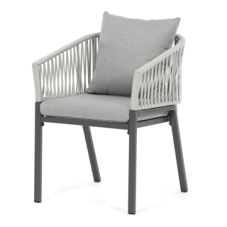 Záhradná stolička, kov, polyratan, sivá, AZC-S1430 GREY