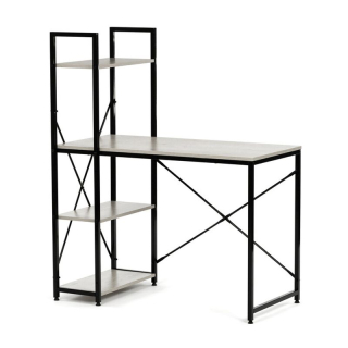 Pracovný stôl s regálom, 100x48cm, MDF, bielený dub, GD-512 WT
