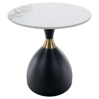 Konferenčný stolík, 50x50cm, biely mramor, čierny, zlatý, ODIS NEW