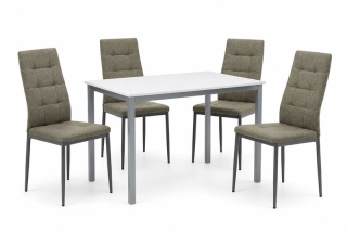Jedálenský set 1+4, 110x70cm, MDF, biely, látka hnedá, AUTRON