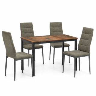 Jedálenský set 1+4, 110x70cm, MDF, staré drevo, látka hnedá, AUTRON