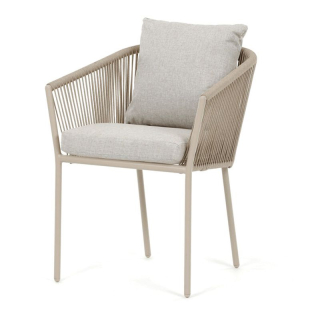 Záhradná stolička, hliník, látka béžová, AZC-C1179 CRM