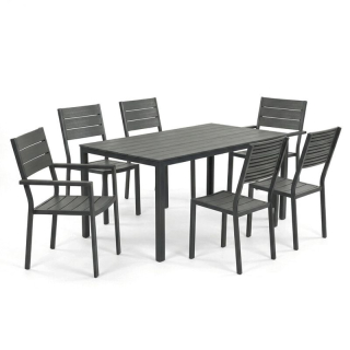 Záhradná zostava, polywood, kov, sivá, AZS-B1656 GREY