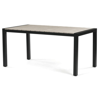 Záhradný stôl 160x90cm, hliník, polywood, čierna, AZT-S1514 BK