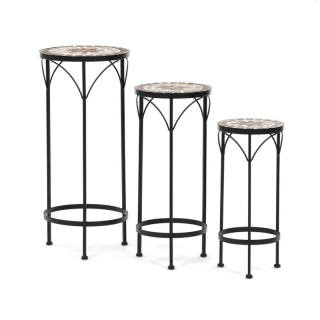 Stojan na kvety, sada, kov čierny, keramika, béžová, US1601