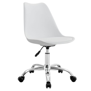 Kancelárska stolička, biely plast, biela ekokoža, DARISA 2 NEW