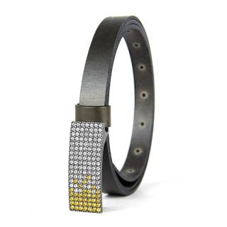 Dámsky kožený opasok SWAROVSKI YELLOW, šírka 2cm, Vyrobené na Slovensku - Olivový