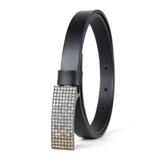 Dámsky kožený opasok SWAROVSKI BROWN, šírka 2cm, Vyrobené na Slovensku - Čierny