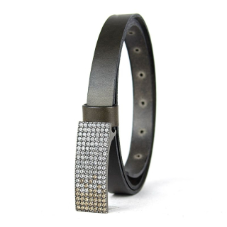 Dámsky kožený opasok SWAROVSKI BROWN, šírka 2cm, Vyrobené na Slovensku - Olivový