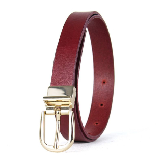 Dámsky kožený opasok NOBLEHIDE GOLD, 2.5 cm, Bordový