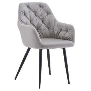 Dizajnové kreslo, sivá Velvet látka, nohy kov čierny, VERIO NEW