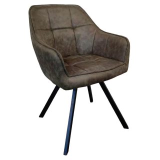 Otočné jedálenské kreslo, zelená látka, kov čierny, SAMANTA