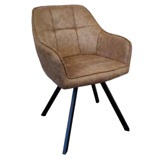 Otočné jedálenské kreslo, sivohnedá látka, kov čierny, SAMANTA