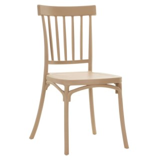 Stohovateľná stolička, svetlohnedý plast, SAZEN NEW