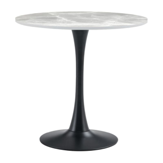 Jedálenský stôl, okrúhly 90cm, sivý mramor, čierny kov, LORIAN TYP 1