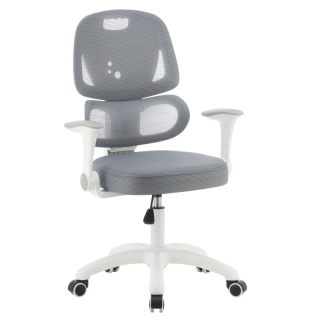 Otočná stolička, sivá sieťovina, biely plast, LISTER