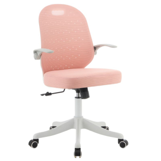 Otočná stolička, ružová sieťovina, biely plast, TARIA