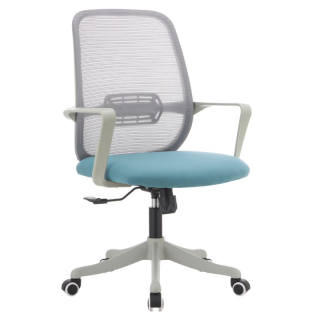 Kancelárske kreslo, modrá látka, sivá sieťovina, DERVIN