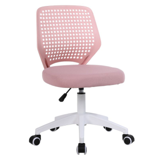 Otočná stolička, ružová sieťovina, plast, biela, SATOZ