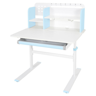 Rastúci písací stôl, 80x60cm, modrý, biely, ADAN