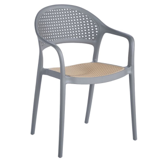 Stohovateľná stolička, sivá, béžová, plast, LADIS