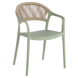 Stohovateľná stolička, zelená, béžová, plast, LEXTON