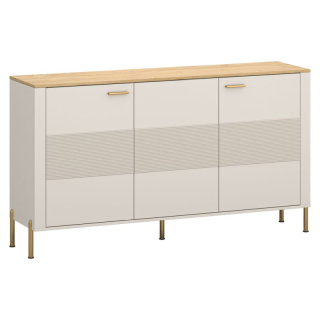 Komoda, 172cm, kašmír, dub kamenný, dvierková, RUNOL 3D