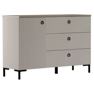 Komoda, 120cm, sivohnedá Taupe, dub silverjack, kombinovaná, DOMCA 1D3S