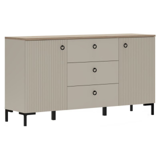 Komoda, 150cm, sivohnedá Taupe, dub silverjack, kombinovaná, DOMCA 2D3S