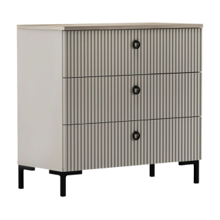 Komoda, 85cm, sivohnedá Taupe, dub silverjack, zásuvková, DOMCA 3S