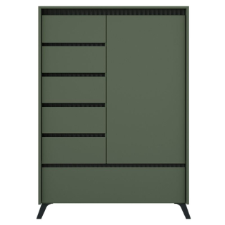Komoda, 95cm, smoke zelená, čierna, kombinovaná, LONGY REG1D5S1K