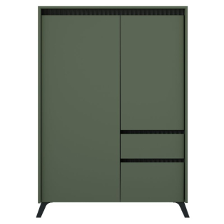 Komoda, 95cm, smoke zelená, čierna, kombinovaná, LONGY REG2D1S1K