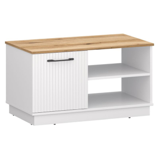 Konferenčný stolík, 90x40cm, biely, dub evoke, VELIS 1D