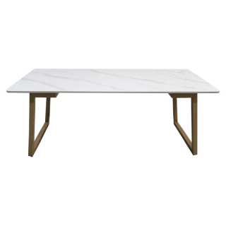 Konferenčný stolík, 120x60cm, biely mramor, buk, DEMIAN