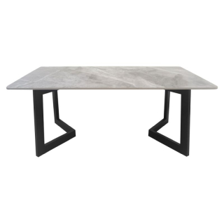 Konferenčný stolík, 110x60cm, sivý mramor, čierny, SOFIAN